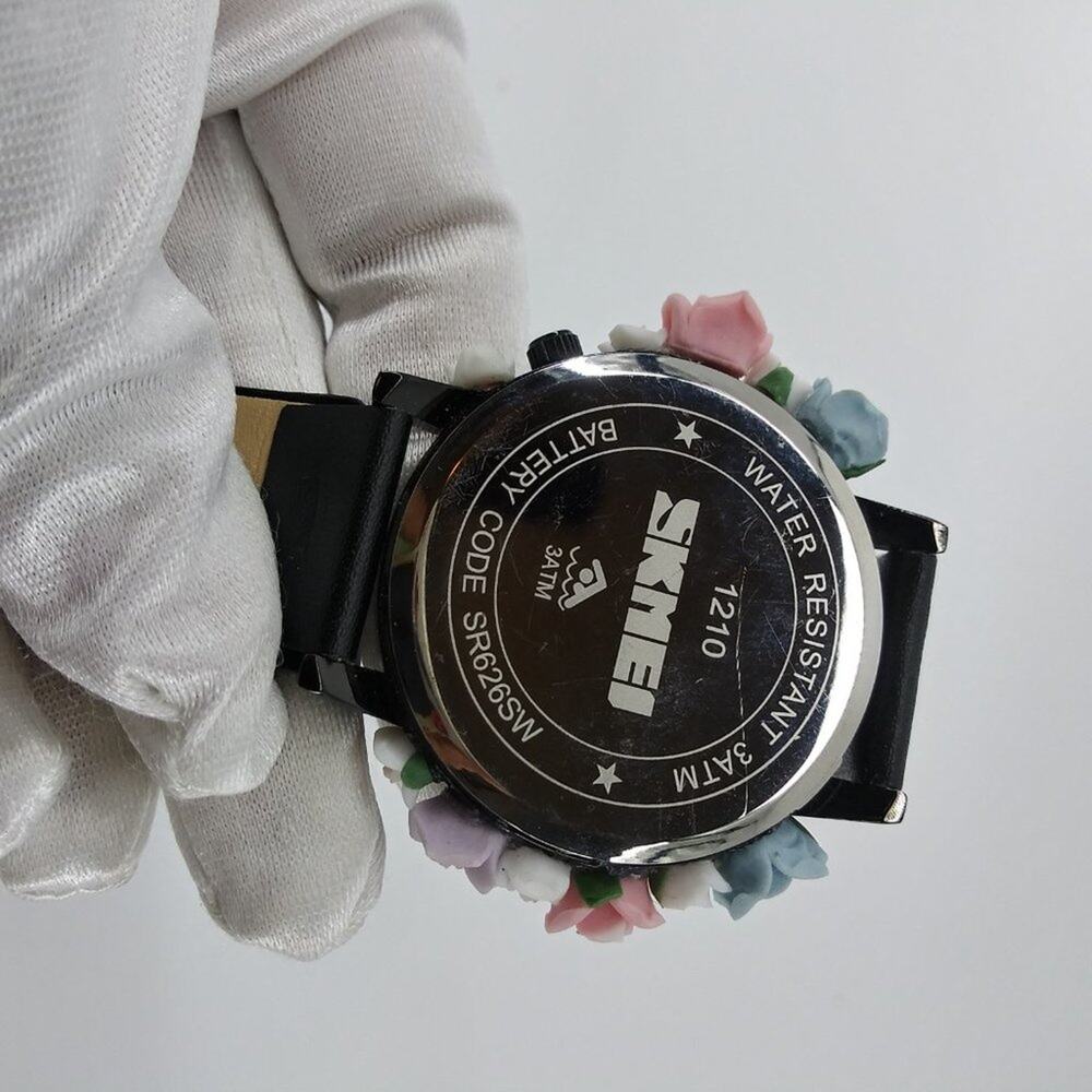 Skmei Women's Black Watch 3D Floral Flowers Water - Picture 8 of 8